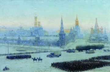 150の主題の芸術作品 Painting - モスクワの朝 1942 年 コンスタンティン ユオン ロシアの愛国心が強い 第二次世界大戦